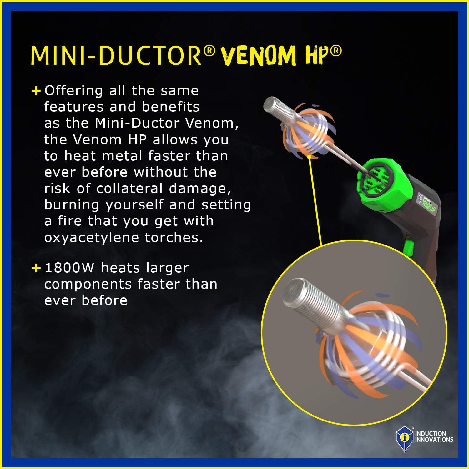INDUCTION INNOVATIONS - Mini-Ductor Venom HP Portable Induction Heater Tool with Coil Twist Lock