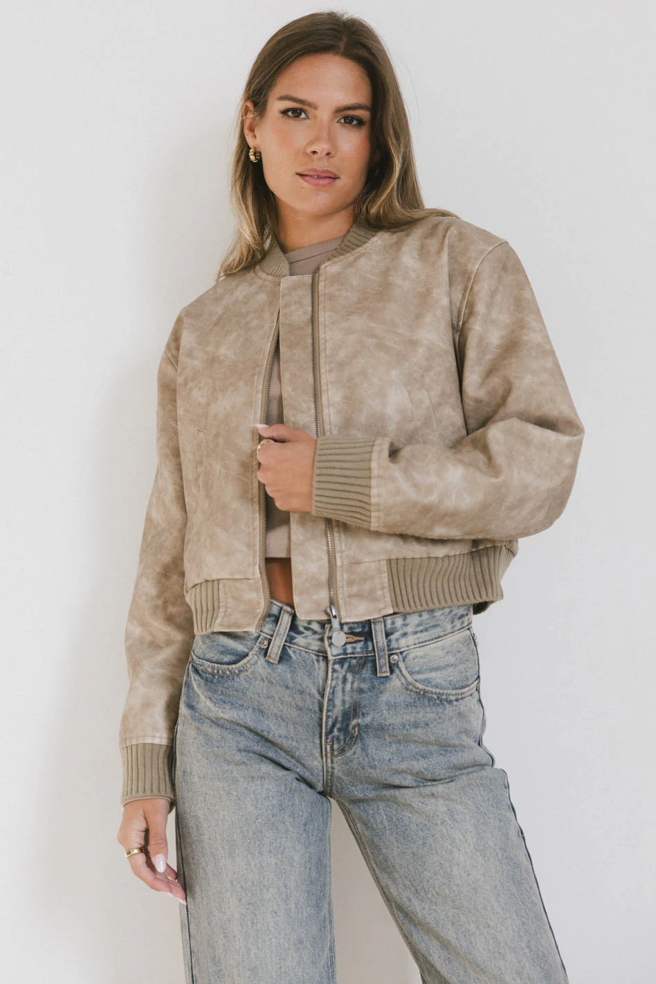 Clarissa Bomber Jacket in Tan - FINAL SALE