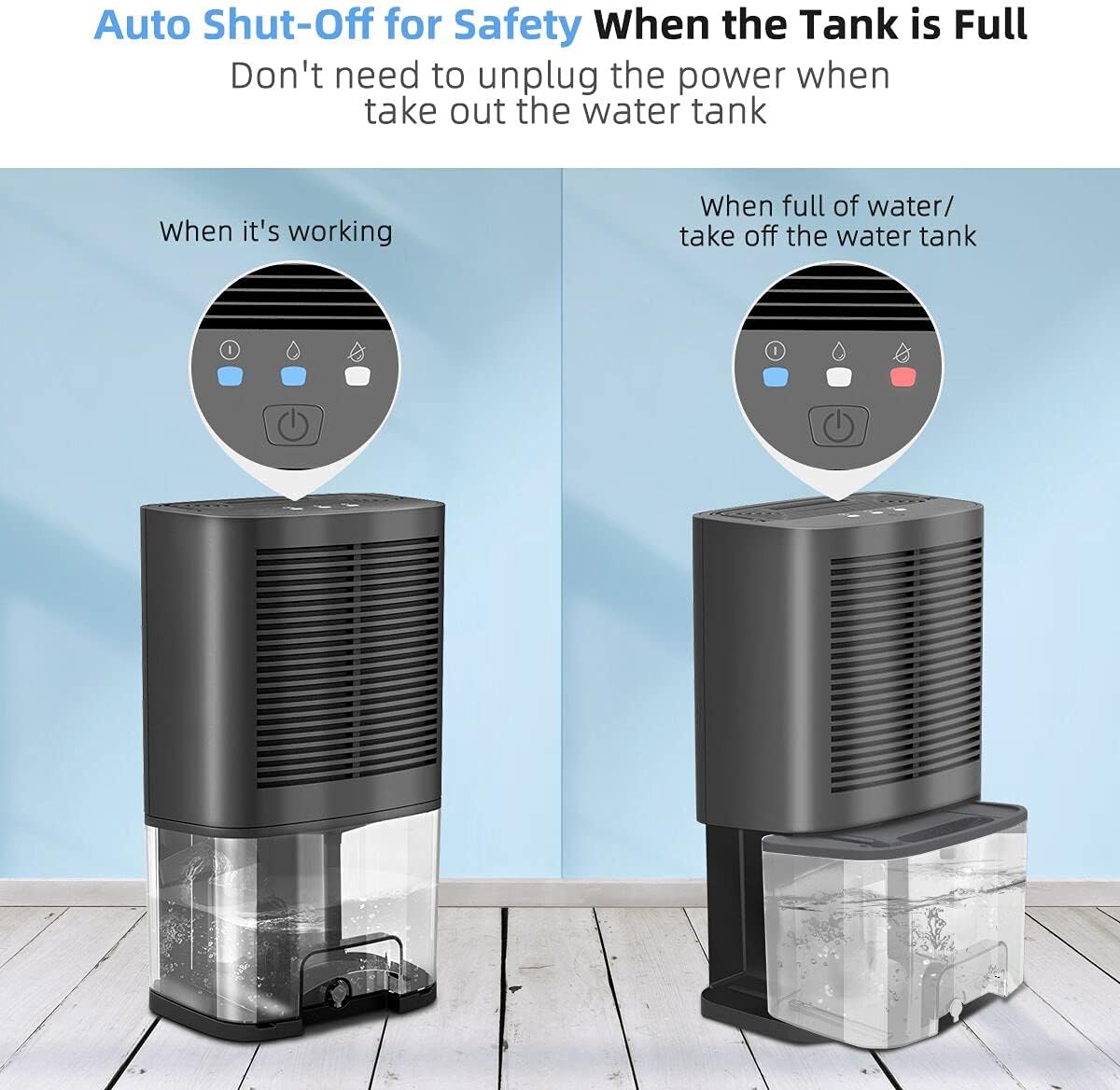 Dehumidifiers for Home with Drain Hose - Donatello Portable Smart Dehumidifiers 350 sq ft, Ultra Quiet Compact Dehumidifier for Bedroom Bathroom RV Garage Closet Basements Small Room Camper (2000ml)