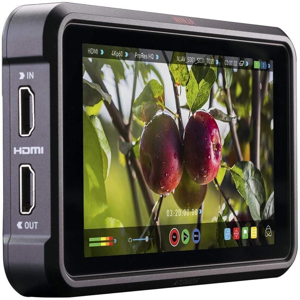Atomos Ninja V 5" Touchscreen Recording Monitor, 1980x1080, 4K HDMI Input - Bundle 5" Accessory Kit for Shinobi, Shinobi SDI and Ninja V Monitors, Microfiber Cloth