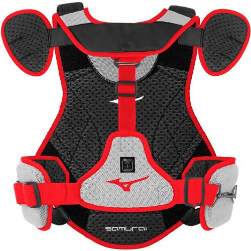 Mizuno Samurai 16 inch Adult Chest Protector - Black/Red