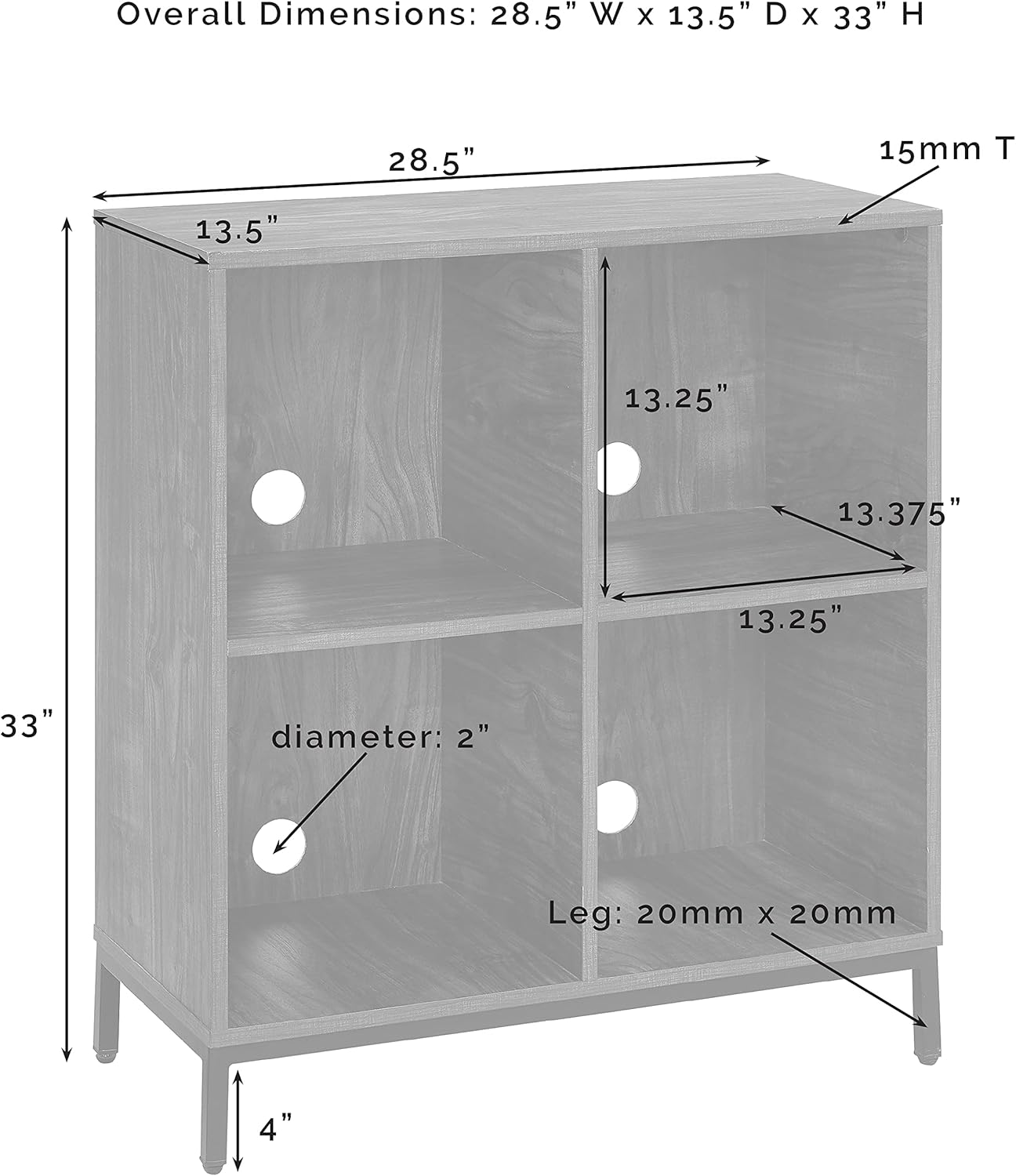 Crosley Furniture Jacobsen Record Storage Cube Bookcase, Brown Ash