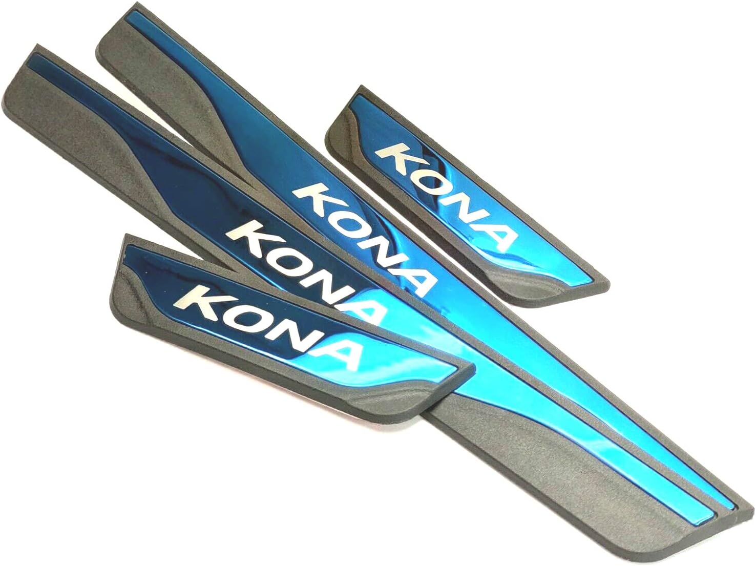 Autonemaker For Hyundai Kona Accessories 2018 2019 2020 2021 Stainless Door Cover Door Sill Scuff Plate Door Sill Protector Door Sill Protector Cover Trim 4pcs Black Pack of 2
