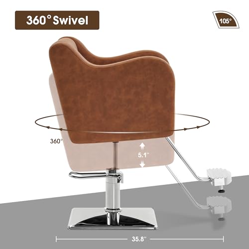 BarberPub Classic Salon Chair for Hair Stylist,Hydraulic Barber Styling Chair,Beauty Salon Spa Equipment 3802 (Grey)