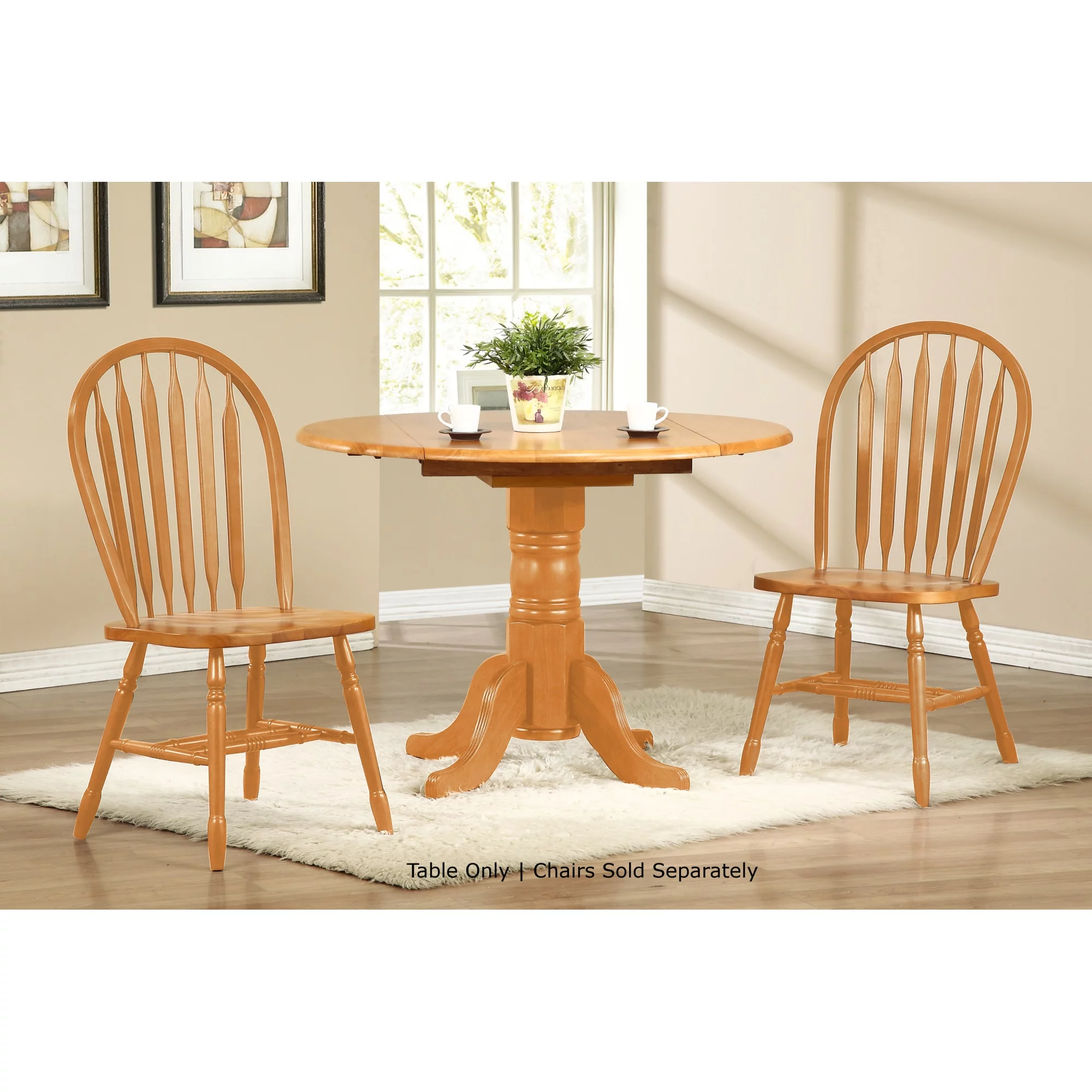 Sunset Trading Oak Selections 42" Round Extendable Wood Dining Table in Oak