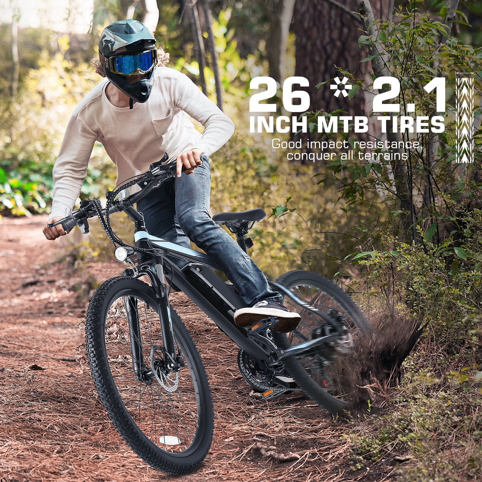 Electric Bike 26" x 2.1" Electric Bike for Adults 500W Electric Mountain Bicycle, 48V Battery City Ebike, Lockable Suspension Fork, Shimano 21 Speed, Electric Commuter Bike UL 2849 Certified
