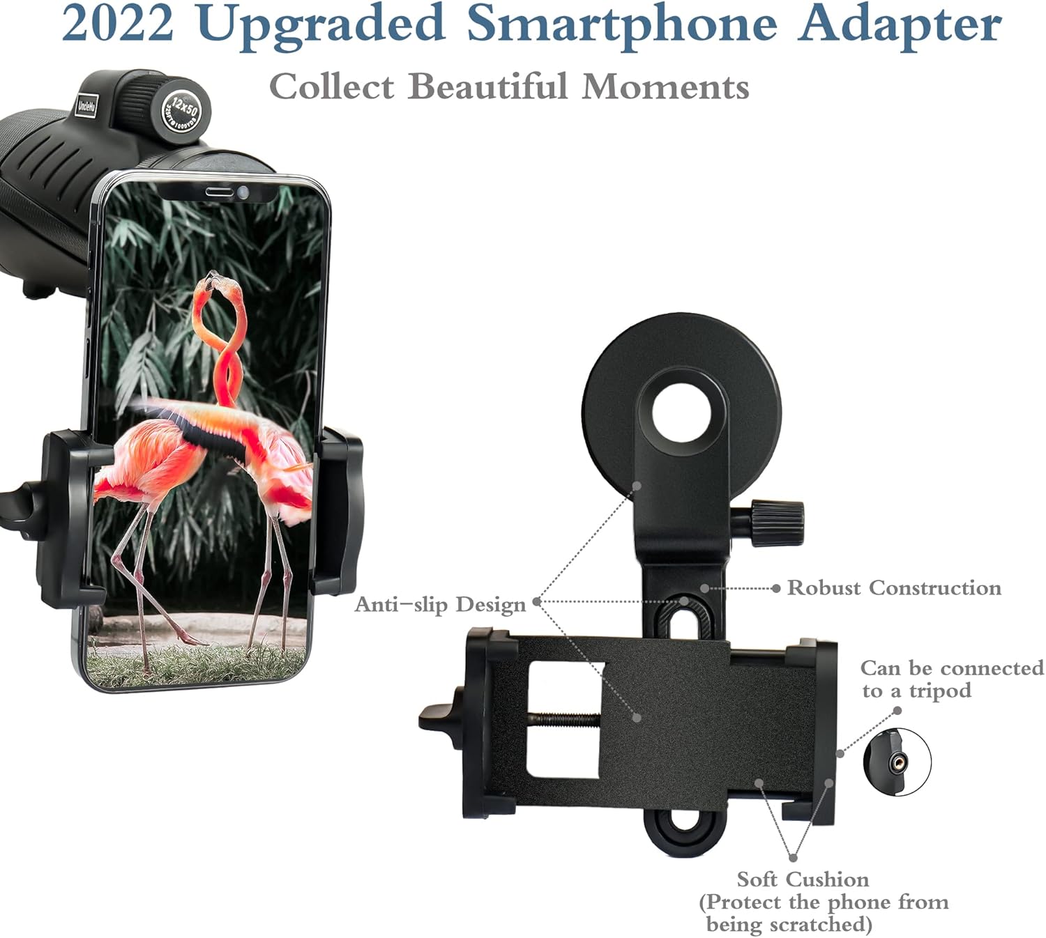 12x50 Monocular Telescope for Adults High Power Monoculars with 23mm Large Eyepiece. HD Pocket Monocular with Smartphone Adapter, Tripod and Portable Case. Perfect for Bird Watching Hunting Travelling
