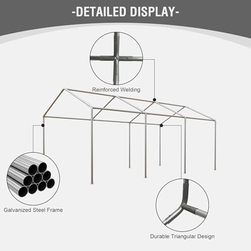 10' x 20' Carport, Heavy Duty Car Canopy Portable Garage with Removable Sidewalls and Roll-up Ventilated Doors & Windows for Car,SUV, Truck, Boat.Gray