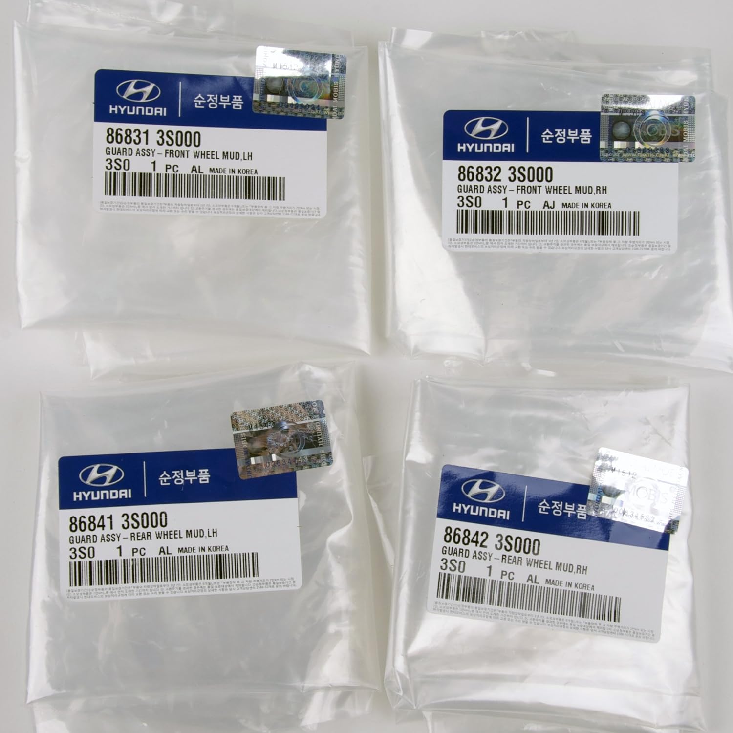 Hyundai Motors OEM Genuine Front Rear Left Right Mud Guard Flap Splash 4-pc Set For 2011 2012 2013 Hyundai Sonata : i45 Pack of 2