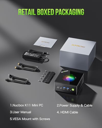 GMKtec Gaming PC, K11 AMD Ryzen 9 8945HS(8C/16T, Up to 5.2GHz), 32GB DDR5 RAM 1TB Mini PC Desktop Computer, Oculink, Dual NIC 2.5GbE LAN, HDMI/DisplayPort/USB4*2