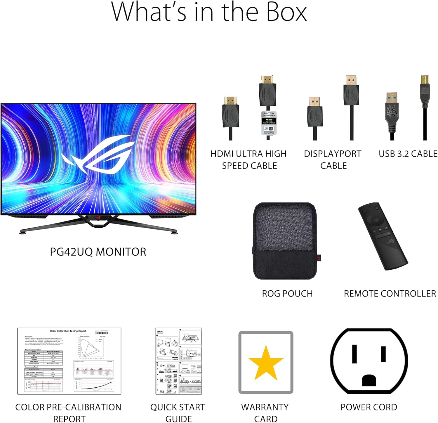 ASUS ROG Swift 41.5” 4K OLED Gaming Monitor (PG42UQ) - UHD (3840 x 2160), 138Hz, 0.1ms, HDMI2.1, True 10 bit (Renewed)
