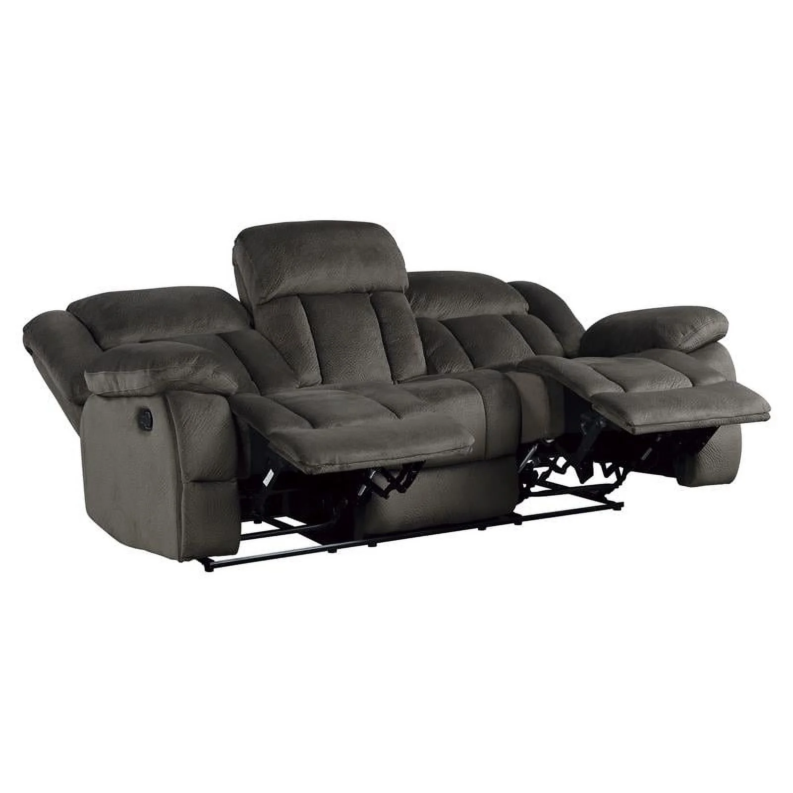 Lexicon Laurelton 90" Traditional Microfiber Double Reclining Sofa in Chocolate