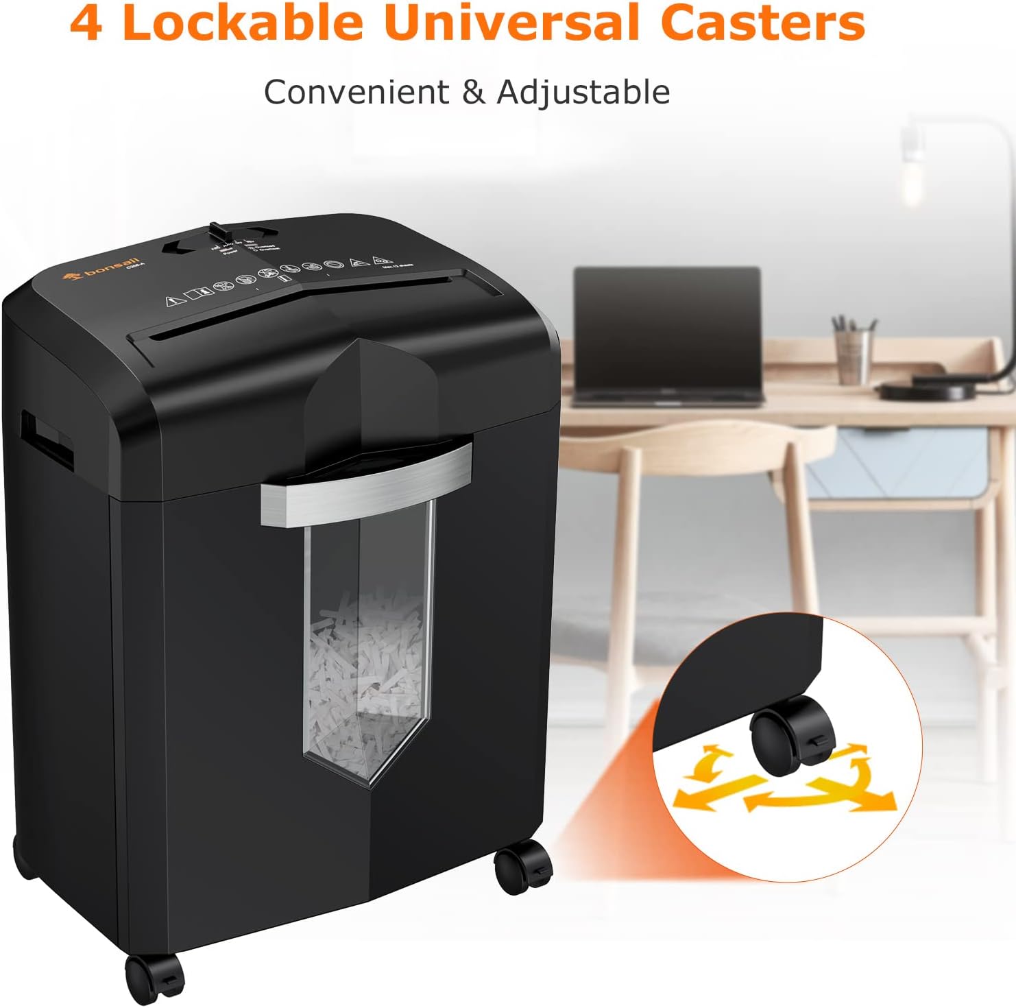 Bonsaii 14-Sheet Office Paper Shredder, 30-Minute Continuous Running Time, Credit Card/Staples Cross-Cut Shredders for Home Use Heavy Duty, Quiet Shredding Machine with Jam Proof System (C169-B)