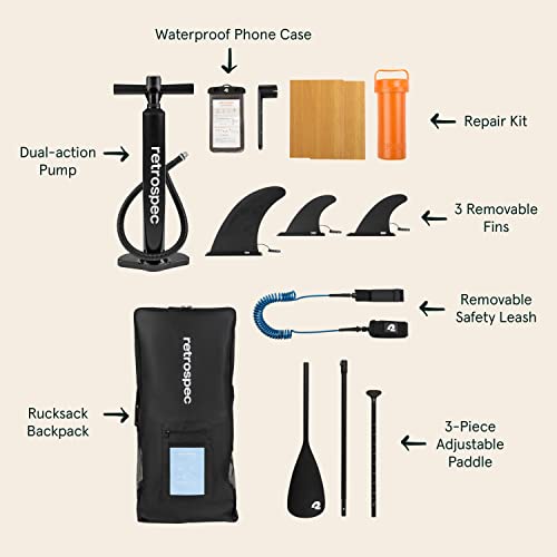 Retrospec Weekender Inflatable Stand Up Paddle Board Includes Paddle, Pump, and Accessories 10’6” Lightweight iSUP, Puncture Resistant Inflatable Paddle Board for Adults