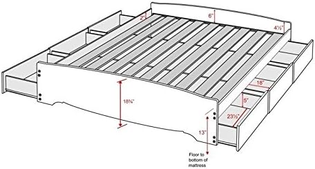 Prepac Monterey White Queen Bookcase Platform Storage Bed