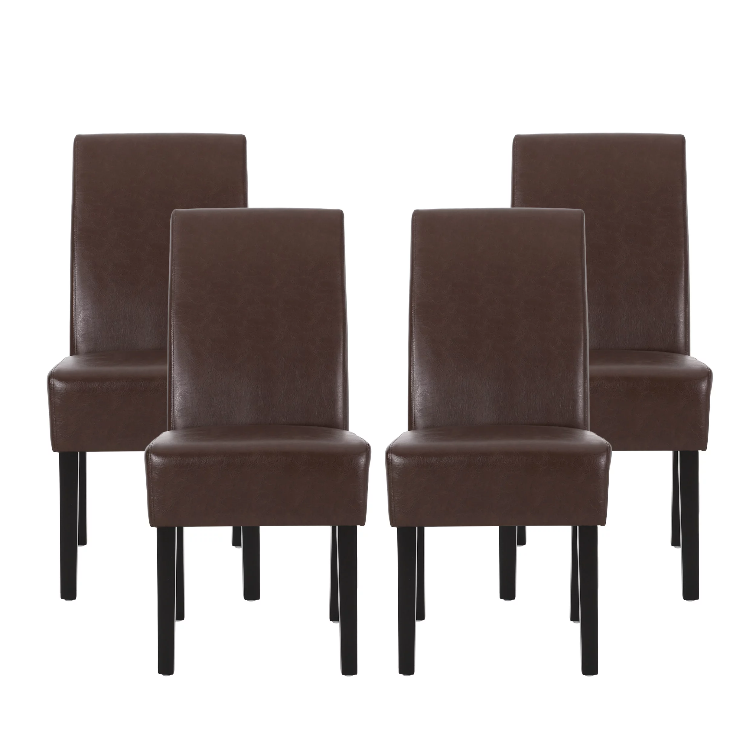 Noble House Monita Faux Leather Dining Chairs, Set of 4, Dark Brown,Espresso