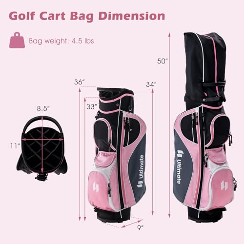 Tangkula 12 Pieces Women’s Complete Golf Club Set Right Hand, Golf Club Package Set with 460CC #1 Driver & #3 Fairway & #5 Hybrid & #5/#6/#7/#8/#9/#P/#S Irons, Putter, Portable Golf Cart Bag