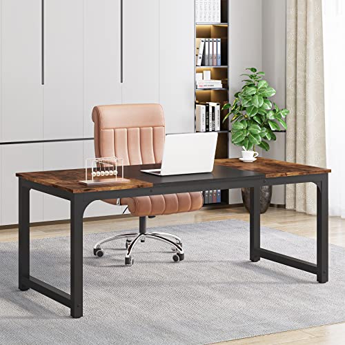Tribesigns Modern Computer Desk, 63 x 31.5 inch Large Executive Office Desk Computer Table Study Writing Desk Workstation for Home Office, Spliced Desktop, White