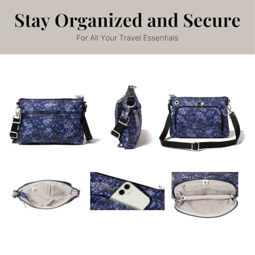 Baggallini Securtex Anti-theft Memento Crossbody Bag - Travel Purse Wallet with Locking Zipper - Lightweight Water-Resistant