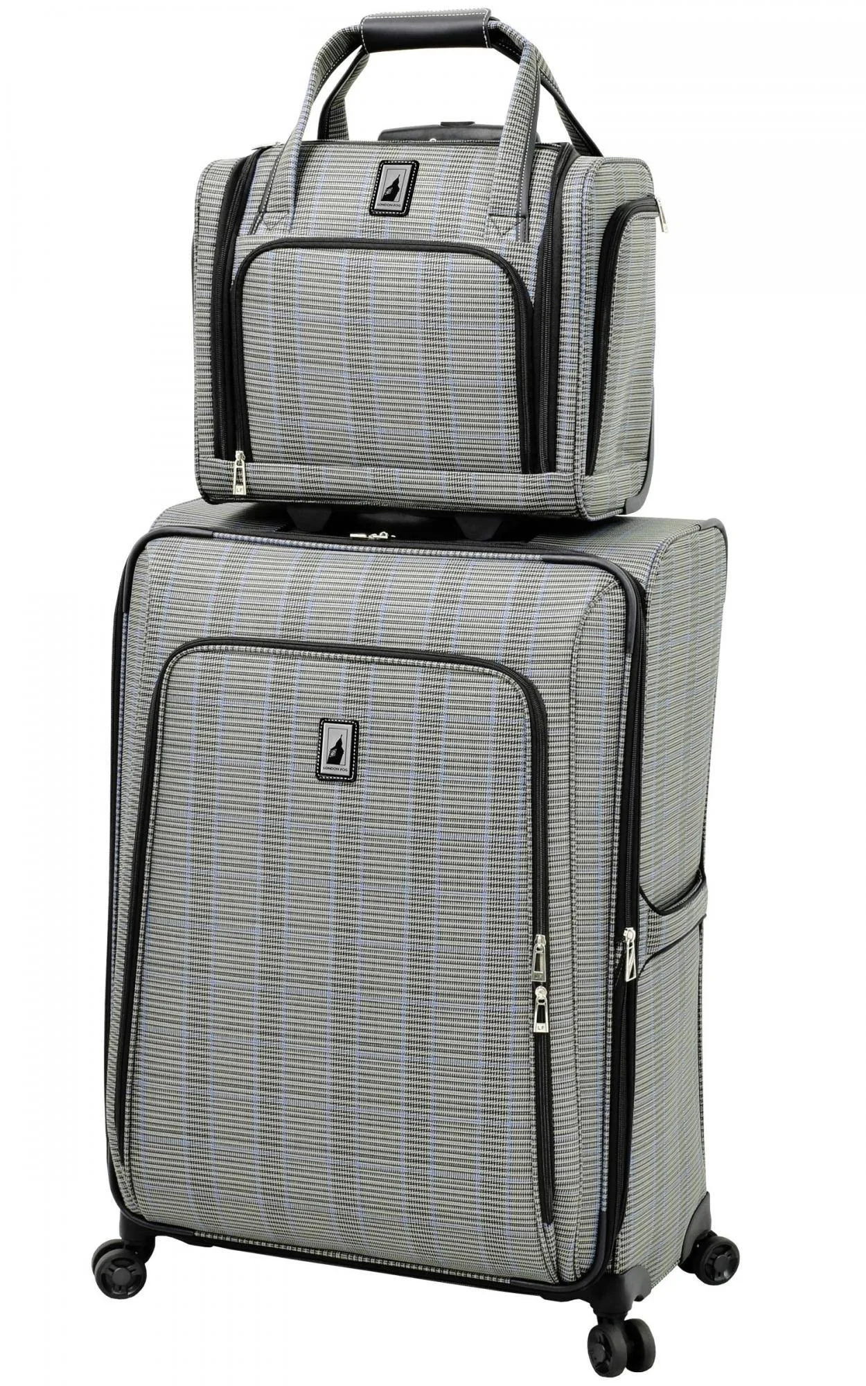 London Fog Knightsbridge II 25x22 Expandable Spinner (Grey Sapphire Plaid)