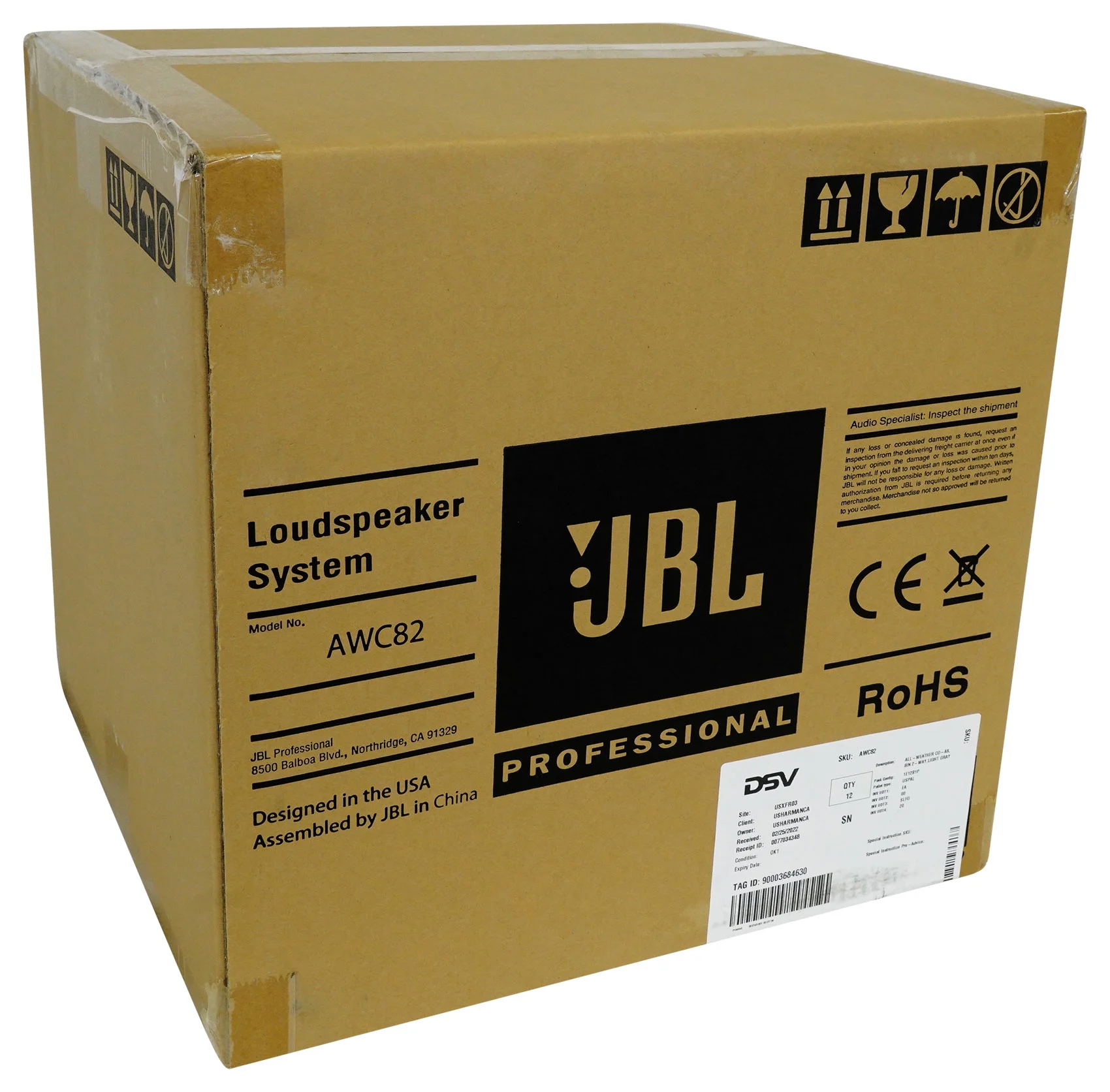 (2) JBL AWC82 8" White Indoor/Outdoor 70V Surface Mount Commercial Speakers