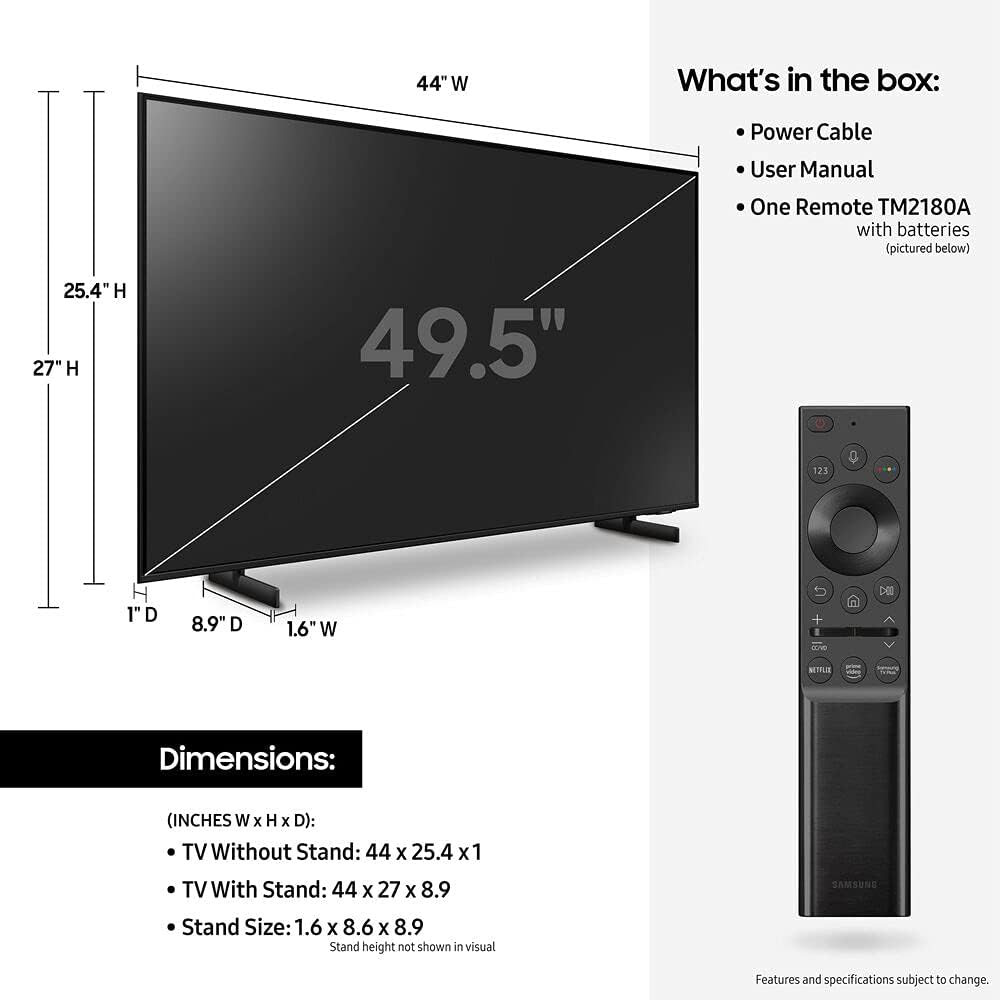 Samsung UN50AU8000 50 Inch UHD 4K Crystal UHD Smart LED TV Bundle with Premium 4 YR CPS Enhanced Protection Pack