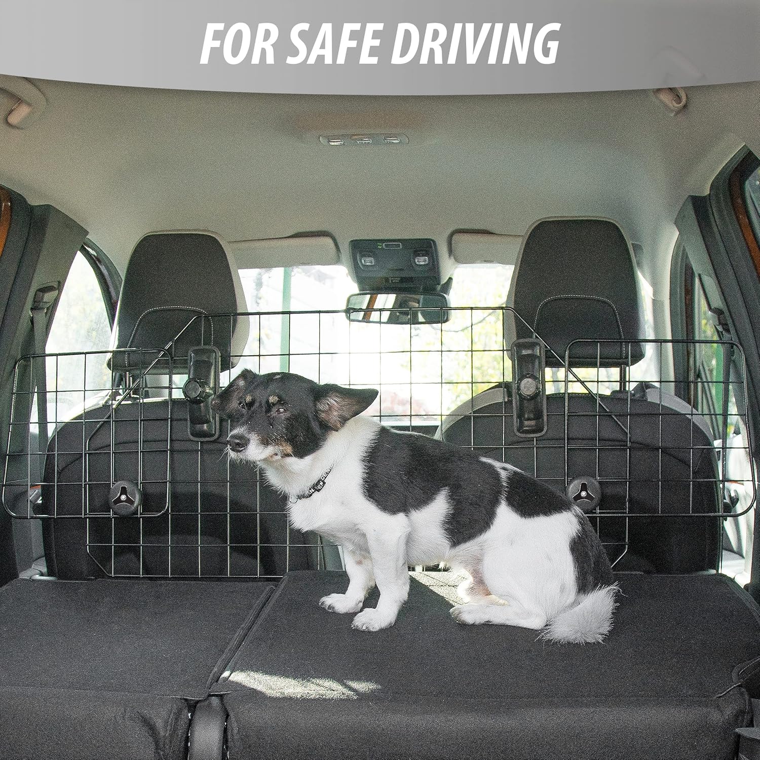 Car Dog Universal Pet Barrier - Zone Tech Premium Quality Black Heavy Duty Coated Wire Adjustable Mounted Headrest Barrier for Pet/Dog Safety Automotive Pack of 2