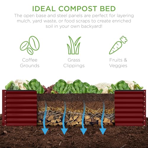 Best Choice Products 8x4x2ft Outdoor Metal Raised Garden Bed, Deep Root Planter Box for Vegetables, Flowers, Herbs, and Succulents w/ 478 Gallon Capacity - Gray