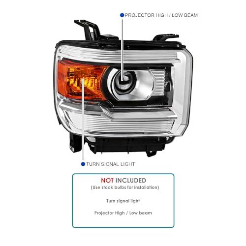 SPEC-D TUNING Black Housing Clear Lens Halo Projector Headlights w/LED Compatible with 2007-2013 Chevy Silverado 1500, 2007-2014 Chevy Silverado 2500HD/3500HD, Left + Right Pair Headlamps Assembly