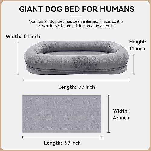 Human Dog Bed Large Dog Bed with Raised Cushioned Rim and
