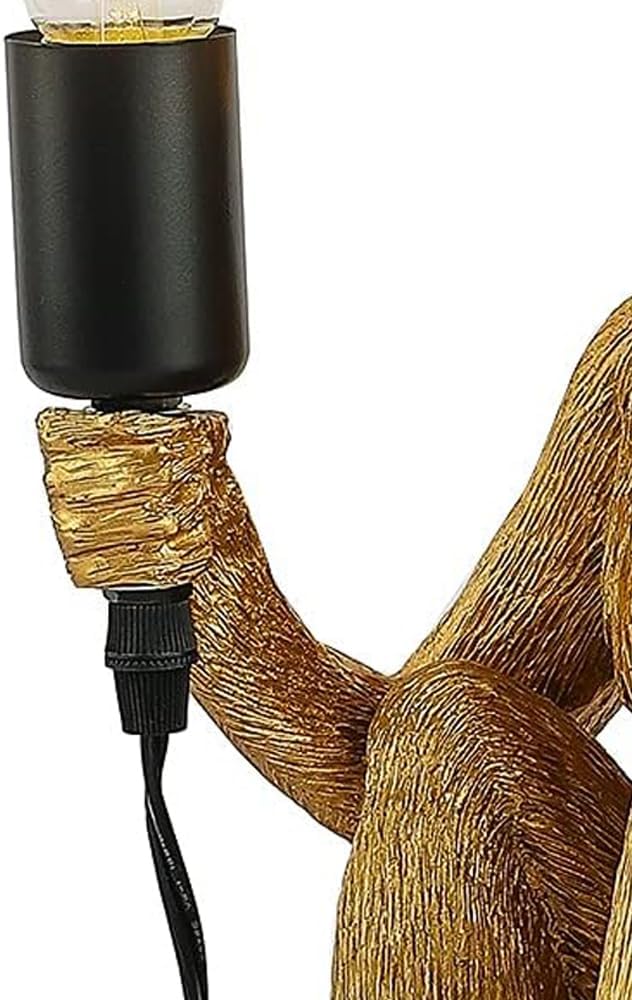 Retro Monkey Lamp, Modern Resin Sitting Monkey Lamp, Creative Lamp Lighting Resin Sitting Monkey Lamp (Monkey Lamp Gold)