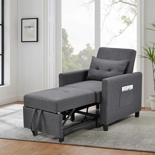 Sofa Bed Sleeper Sofa Couch with Pullout Bed 3-in-1 Sofa Bed Chair Convertible Sleeper Chair Bed Adjust Backrest Into a Sofa Foldable Bed Modern Chair Bed Sleeper for Adults, Deep Blue