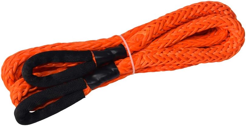 QIQU Car Towing Rope with Pair Soft Shackle to Replace Tow Strap for ATV UTV Car Vehicle Recovery Towing (Orange, 1/2inch20ft) Pack of 2