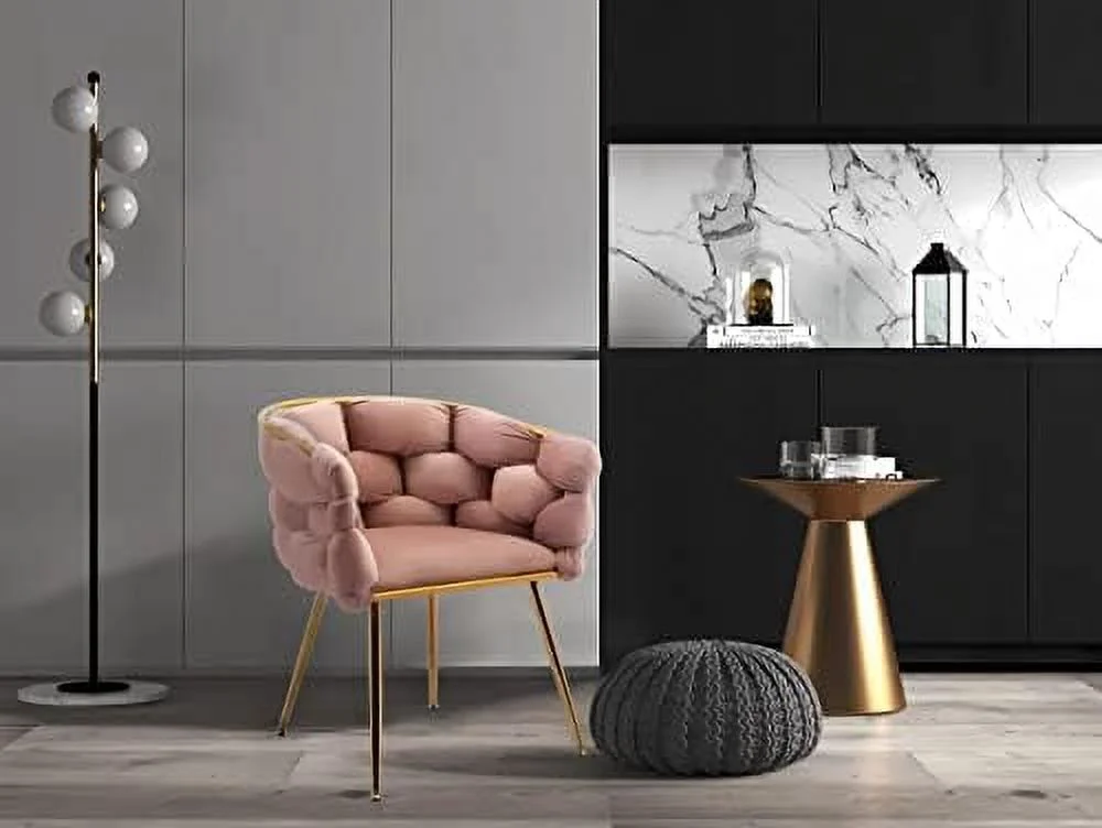 TJUNBOLIFE Velvet Accent Chair with Gold Legs - Stylish Cosmetic Chair for Desk  Living Room  or Bedroom - Silla de Acento or Silla Decorativa ()