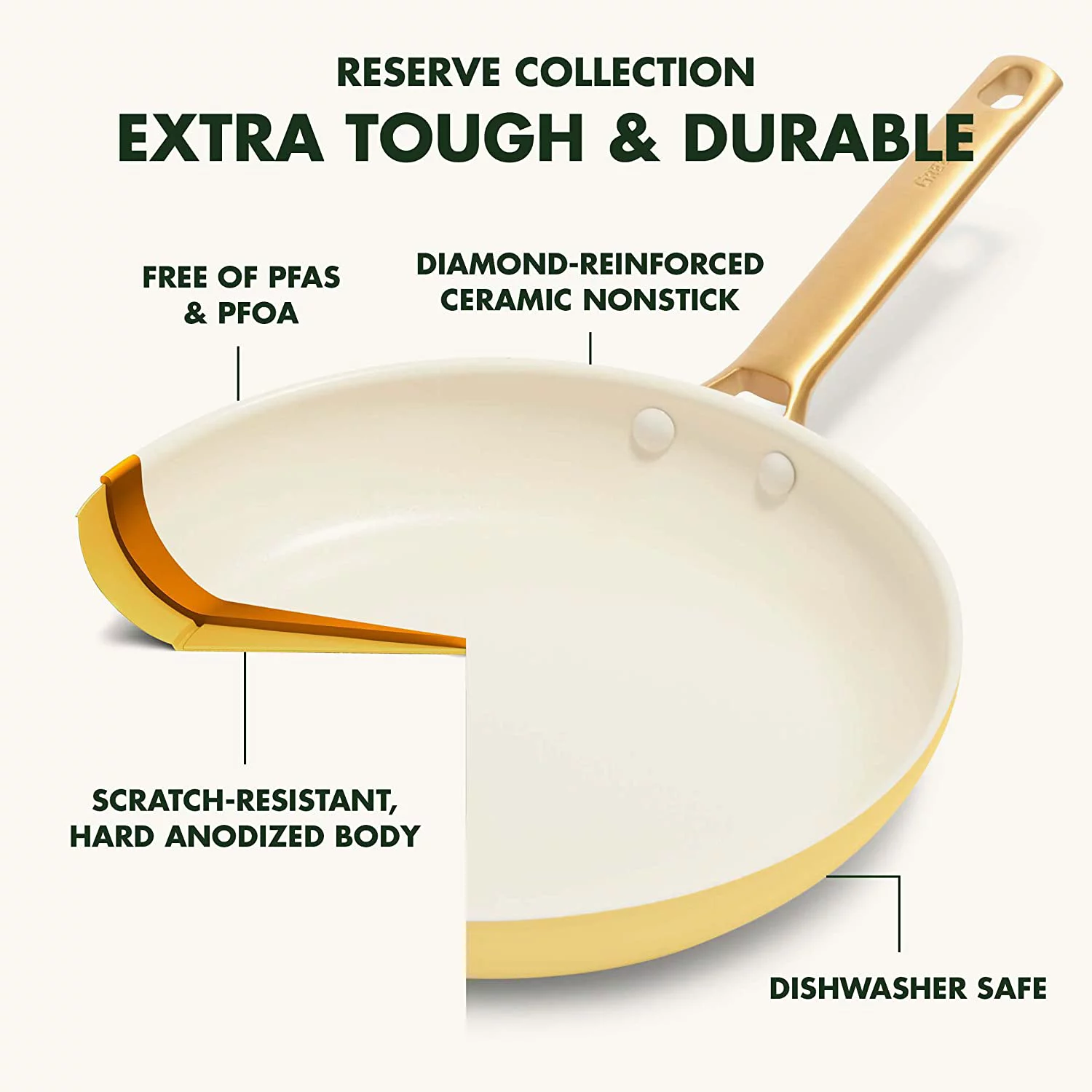 en Reserve Hard Anodized Healthy Ceramic Nonstick 10 Piece Cookware Pots and Pans Set  Gold Handle  PFAS-Free  Dishwasher Safe  Oven Safe  Twilight Blue
