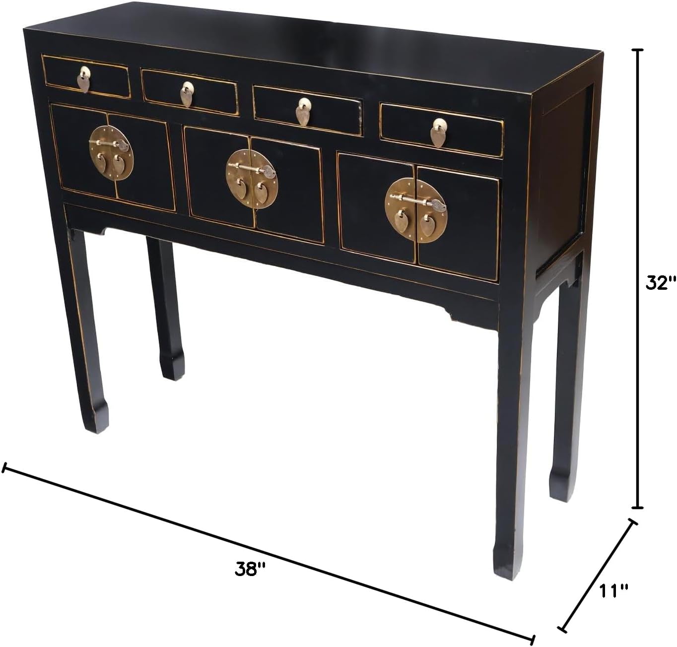Chinese Console Table Lady Chest in Black Lacquer
