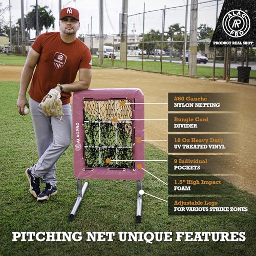 ALAGPRO® The Original 9 Hole Pitching Net with Strike Zone Pocket | Pitching Target for Baseball & Softball Pitchers