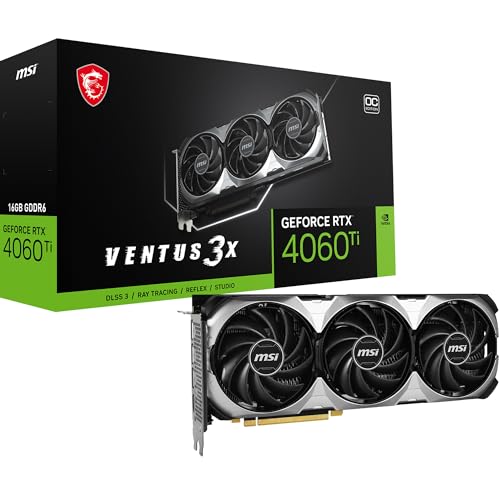 MSI GeForce RTX 4060 Ti Ventus 2X Black 8G OC Graphics Card -NVIDIA RTX 4060 Ti, 8GB GDDR6 Memory, 18Gbps, PCIe 4.0, DLSS3