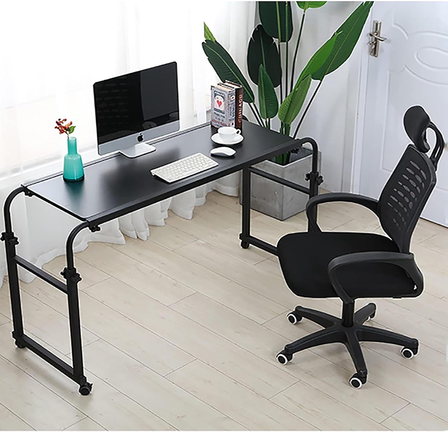 Over-Bed Tables, with Wheels Height and Length Adjustable Rolling Mobile Laptop Cart Desk for Home and Hospital Use