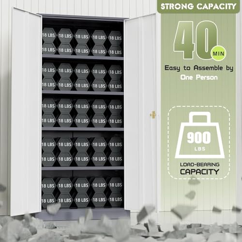 Incbruce 72” Metal Storage Cabinet, Garage Cabinets and Storage System with Doors and Shelves, Tall Lockable Tool Cabinet for Garage, Office, Home (Black)