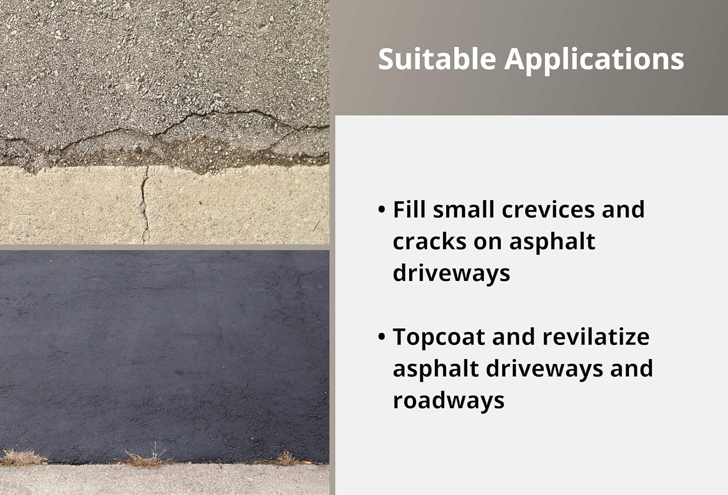Liquid Rubber Driveway Restore Sealant - Highly Flexible Asphalt Coating Fills Cracks and Revitalize, Easy to Use and Apply, 5 Gallon