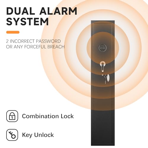 INTERGREAT 4-6 Rifle Gun Safe, Long Gun Safe Shotgun for Pistols and Home, Metal Gun Cabinet with Pockets for Handgun, 3 Adjustable Shelf, Firearms