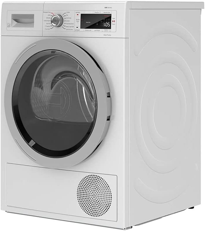 WTW87NH1UC 24" 500 Series Smart Compact Heat Pump Dryer with 4 cu. ft. Capacity, Stainless Steel Drum, Self Cleaning Condenser, Home Connect, Energy Star, in White