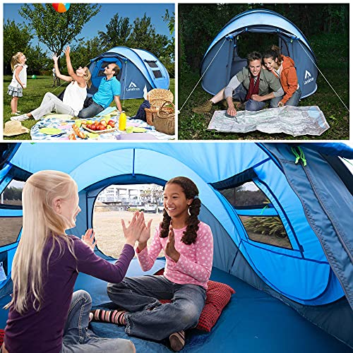 4 Person Easy Pop Up Tent Waterproof Automatic Setup 2 Doors-Instant Family Tents for Camping Hiking & Traveling