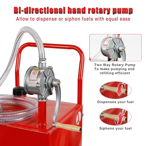 Gas Caddy 30 Gallon Fuel Storage Tank, Large Fuel Container Gas Can with Hand Siphon Pump, Portable Gasoline Water Fuel Transfer Tank for Boat Car Atv Mowers Motorcycle