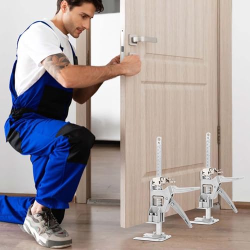 Labor Saving Arm Jack 2 Pack, 12 Inch All-Metal Hand Lifting Jack Tool, Precise Control Slow/Fast Descent, 440LBS Capacity Wall Tile Locator for Lifting Door Furniture, Wall Tile Positioning