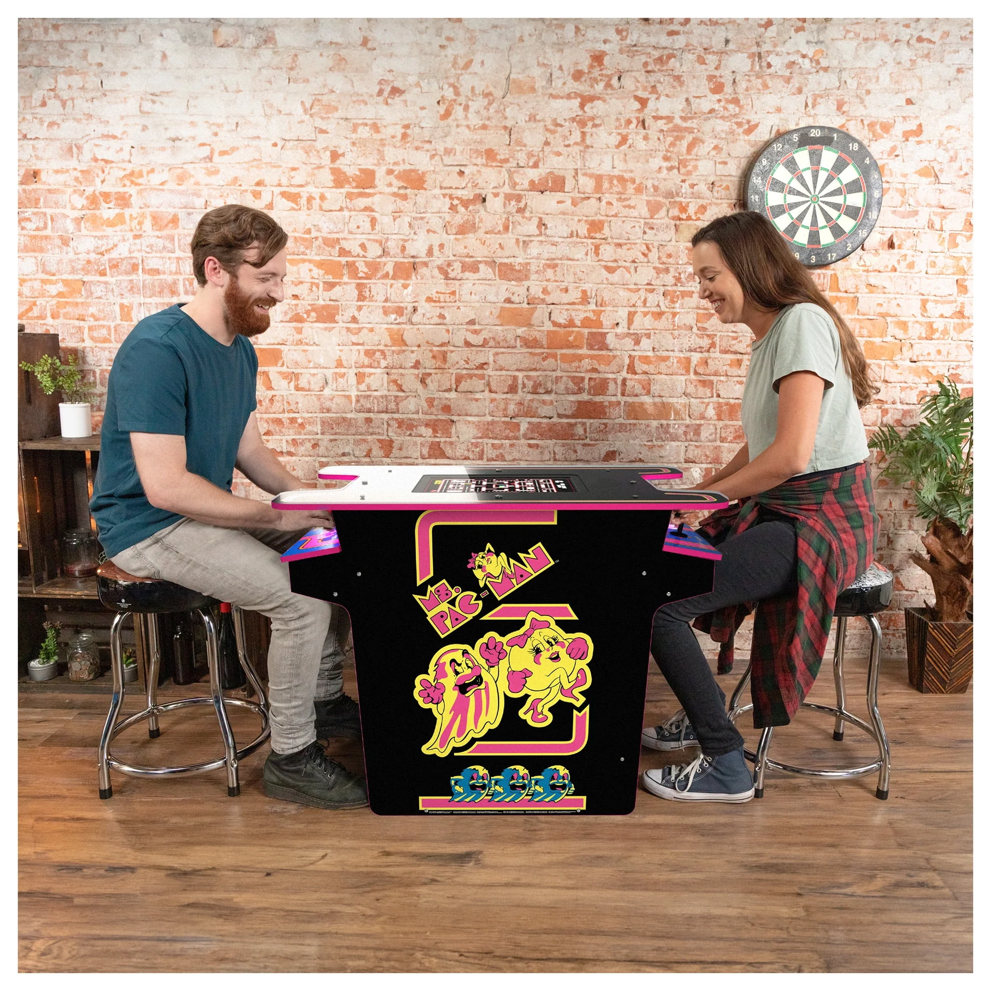 Arcade1UP Ms. PAC-MAN Head-to-Head Arcade Table with 12 Games in 1, Black