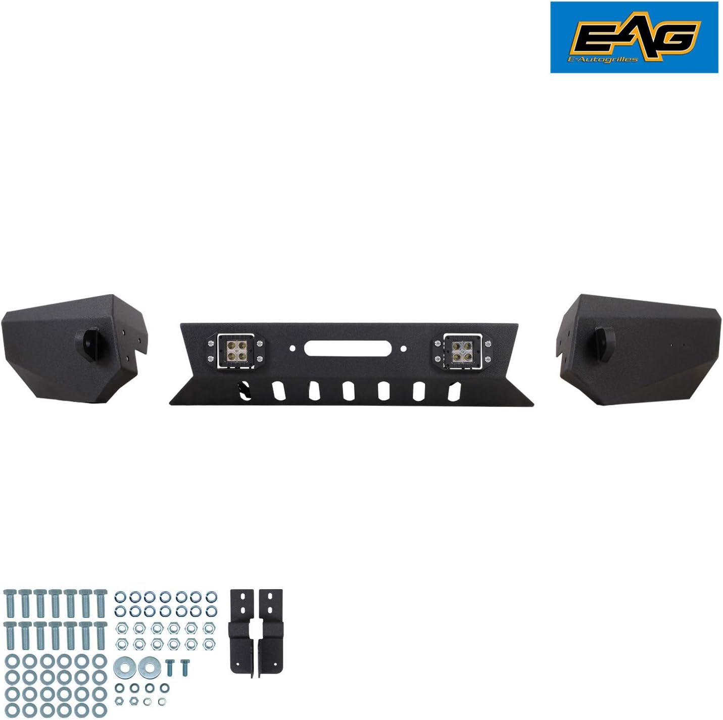 EAG Assembled Front Bumper with LED lights Compatible with 1999-2004 Grand Cherokee WJ