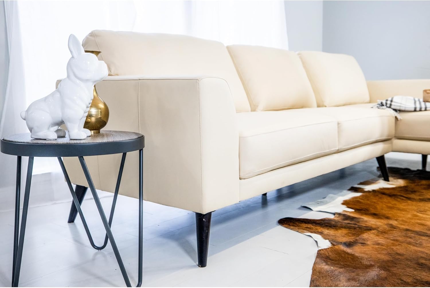 Alta Cream Top Grain Leather Right Facing Sectional