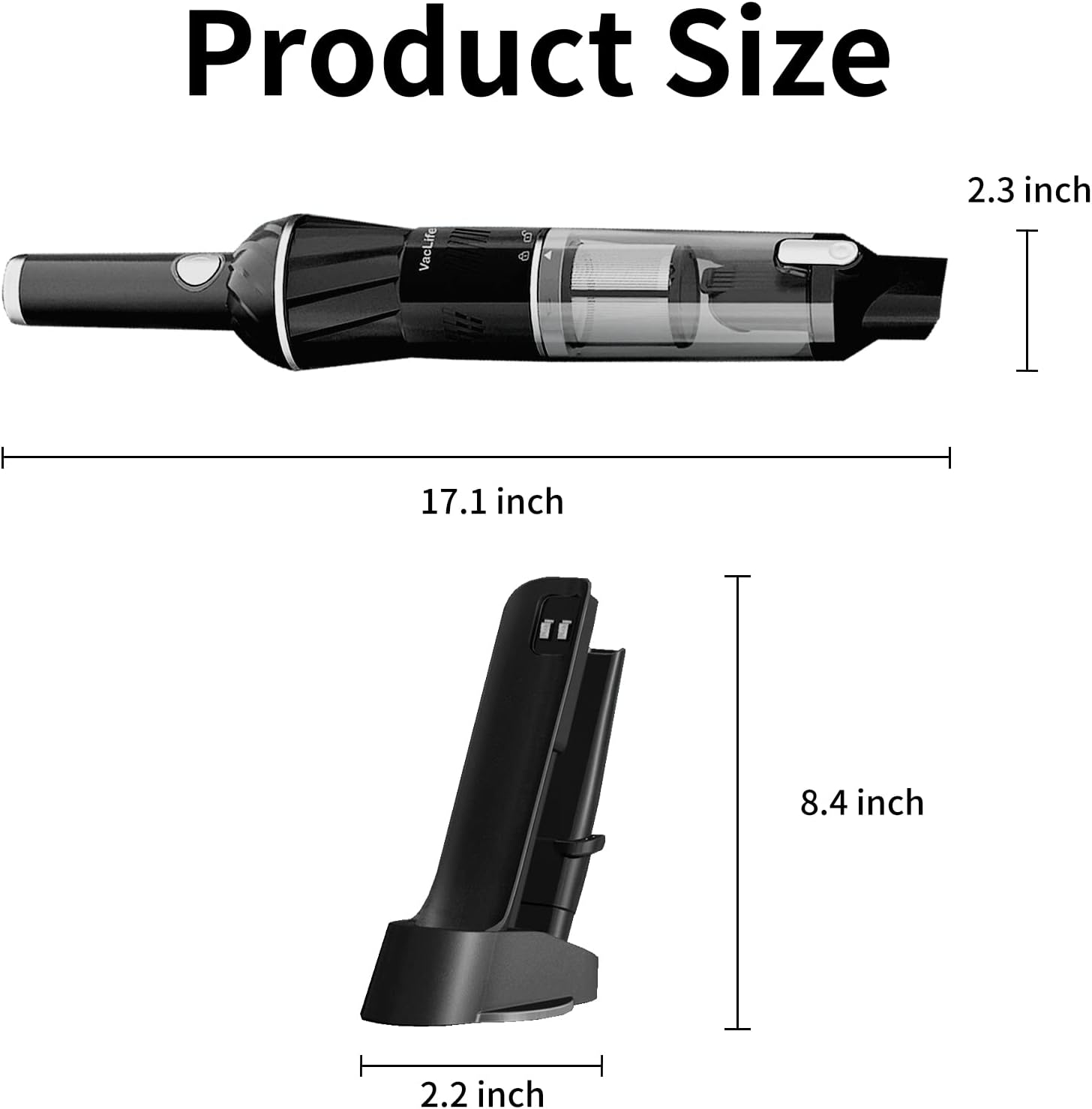 VacLifePRO Handheld Vacuum - Portable Car Vacuum, Fast-Charging Handheld Vacuum Cordless for Home, Office and Car, Hand Vacuum Cordless Rechargeable (VL736) Pack of 2